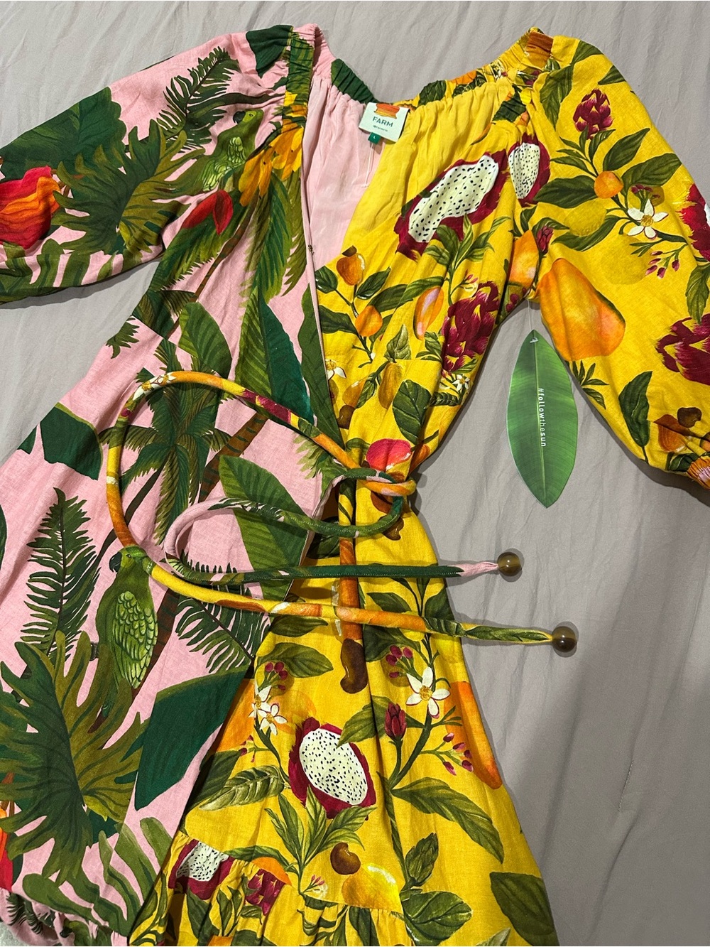 FARM Rio Pink & Yellow Tropical wrap Maxi Dress - Picture 7 of 7